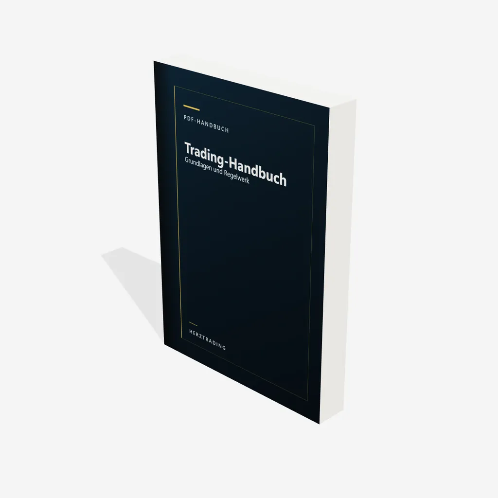 Dunkelblaues PDF-Handbuch, stehend in Dreiviertelansicht, mit goldener Linie am Bund.